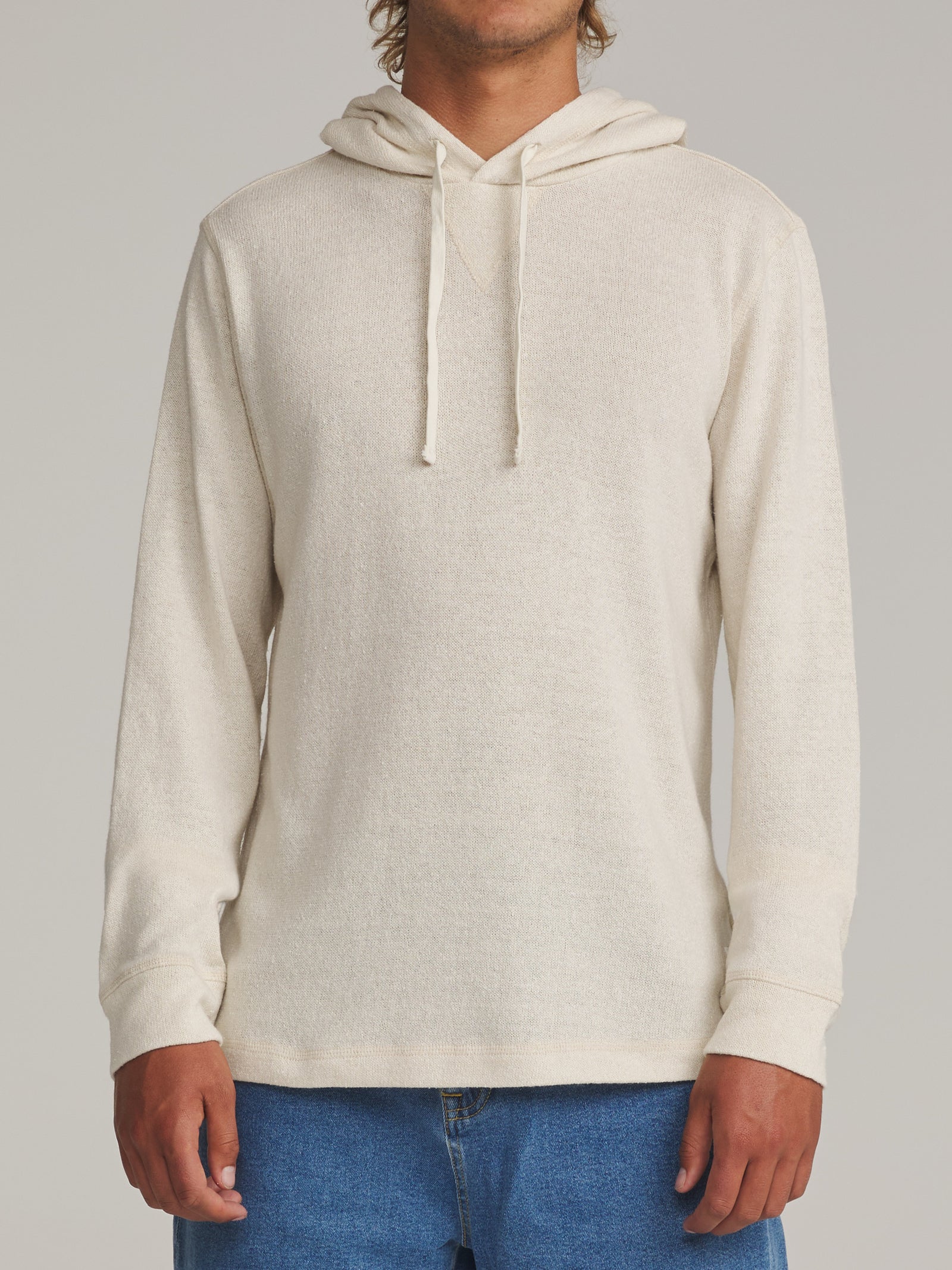 Katin fa26 sweaters sock hood sweater birch on model 01 front