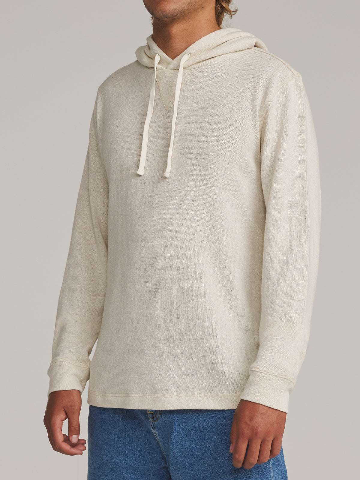 Katin Sock Hood Sweater in Birch - worn on model, side