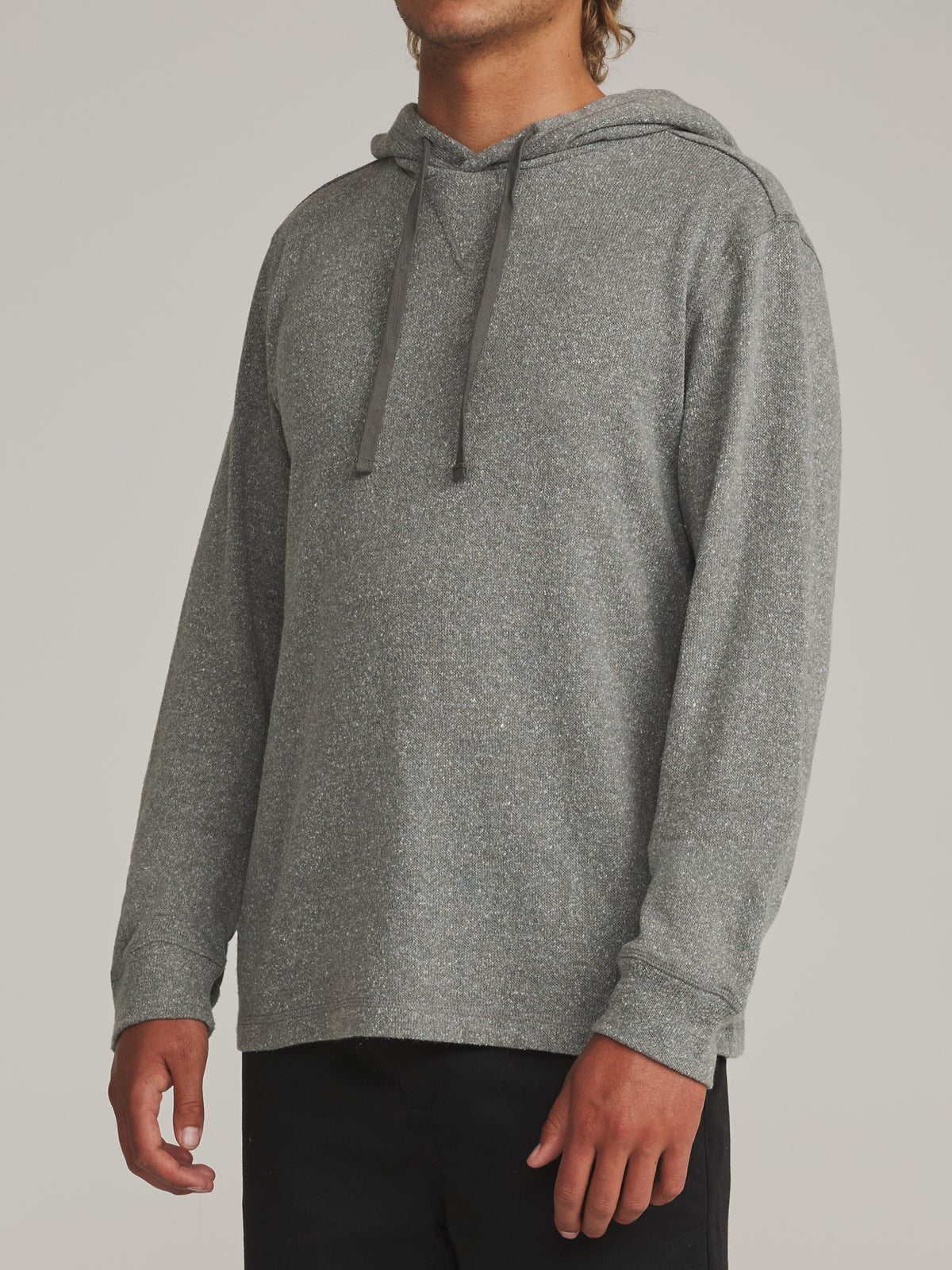 Katin Sock Hood Sweater in Gray - worn on model, side