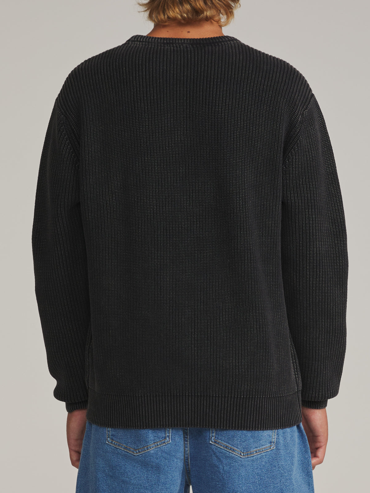 Katin Swell Sweater in Black Wash - worn on model, back