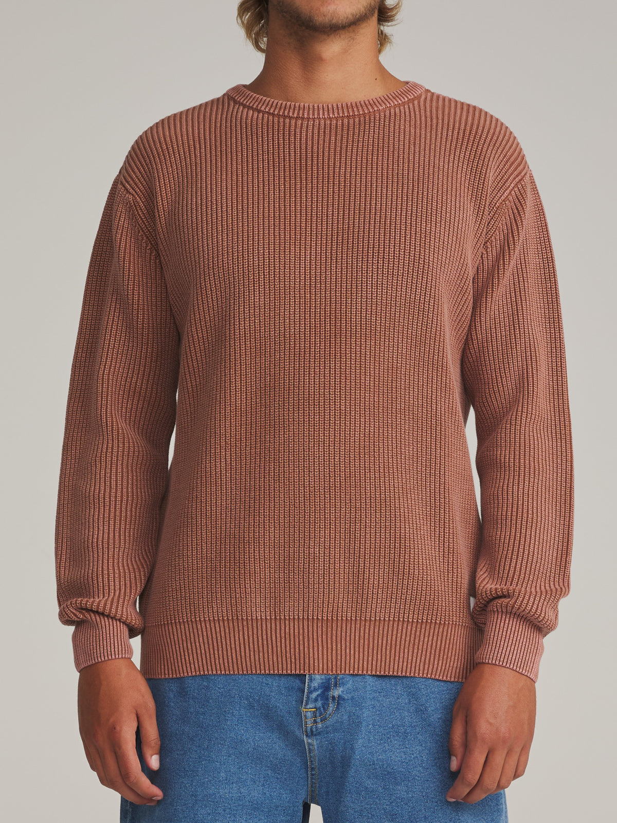 Katin Swell Sweater in Rust - worn on model, front
