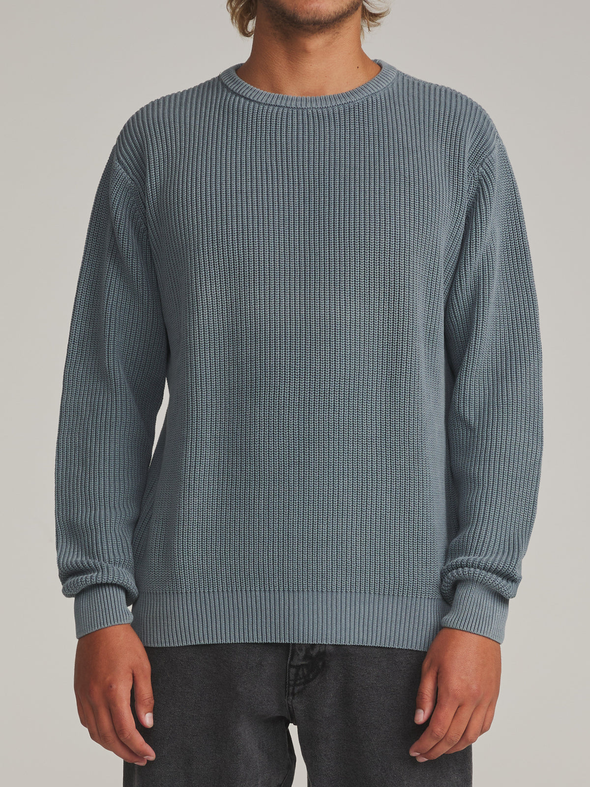 Katin Swell Sweater in Tempest Blue - worn on model, front