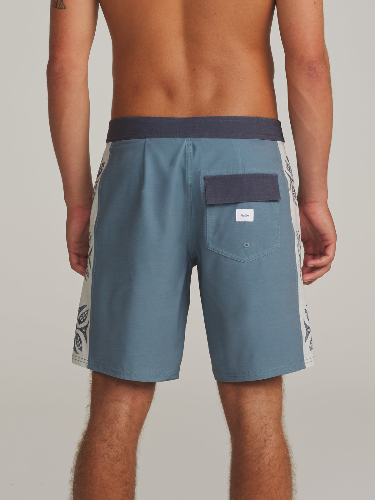 Katin Stowaway Hybrid Trunk in Tempest Blue - worn on model, back