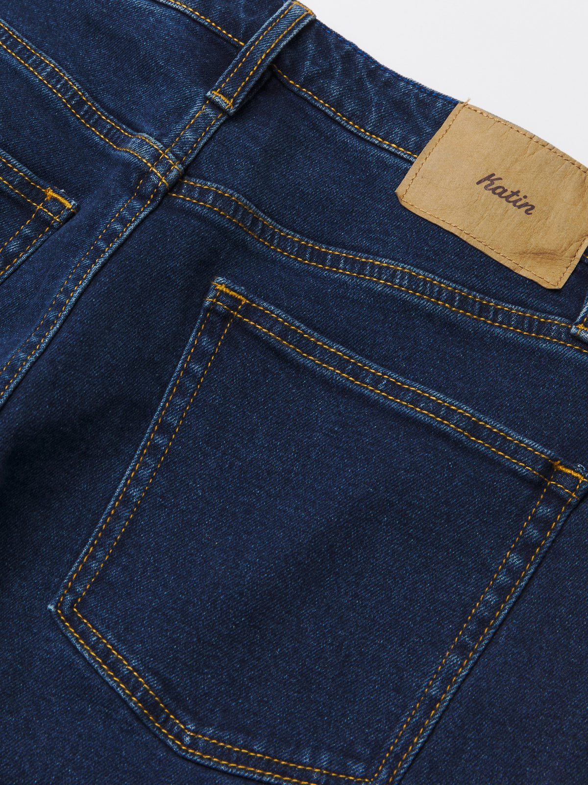 Katin George 64 Relaxed in Dark Indigo denim, flat, back detail #color_dark indigo