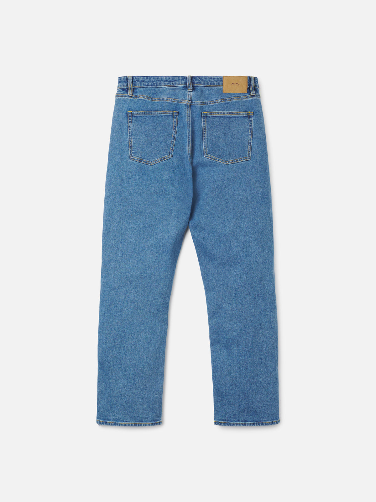 Katin George 64 Relaxed in Medium Indigo denim, flat, back #color_medium indigo