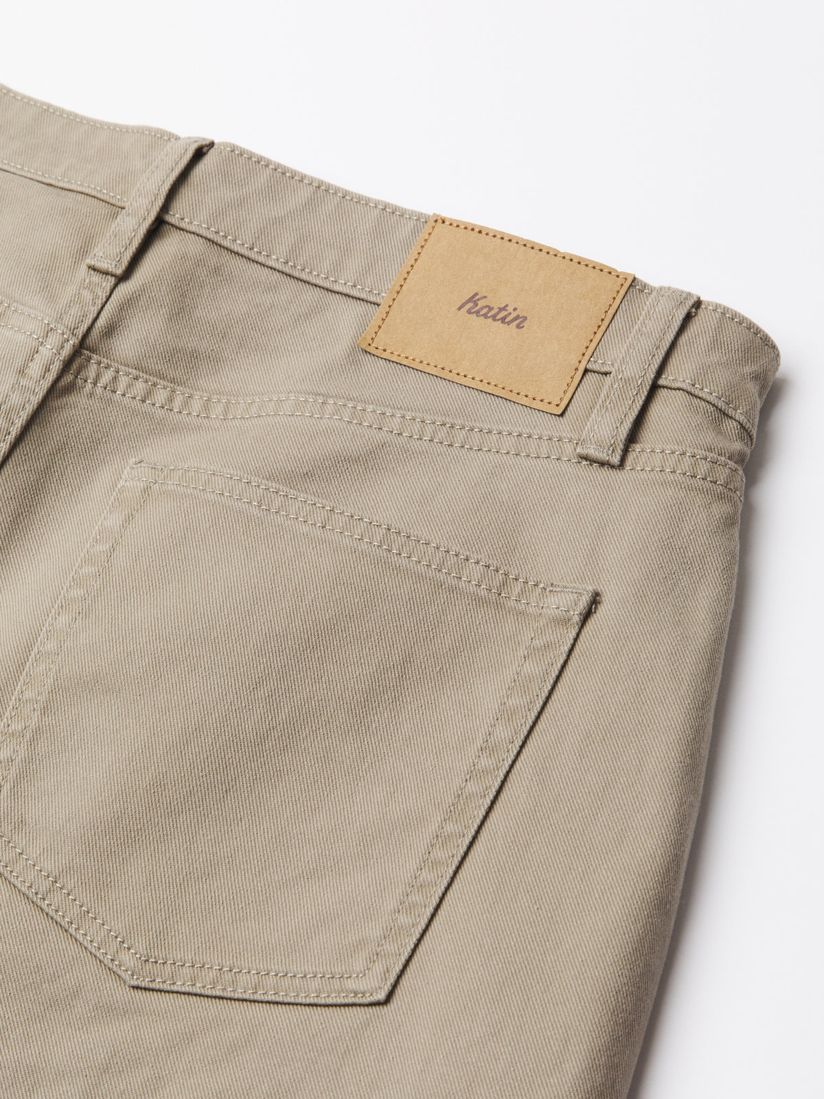 Katin George 64 Relaxed Bull Denim in Vintage Khaki bull denim, flat, back detail #color_vintage khaki