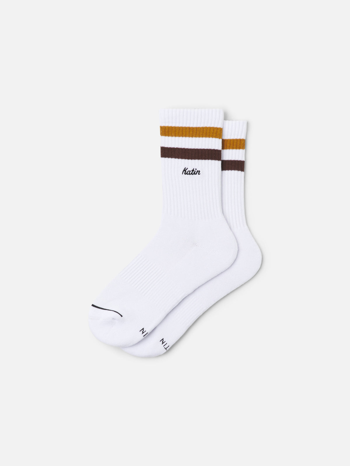 Katin Felix Sock in Bluff Cocoa with a custom two-tone stripe, flat, front #color_bluff cocoa
