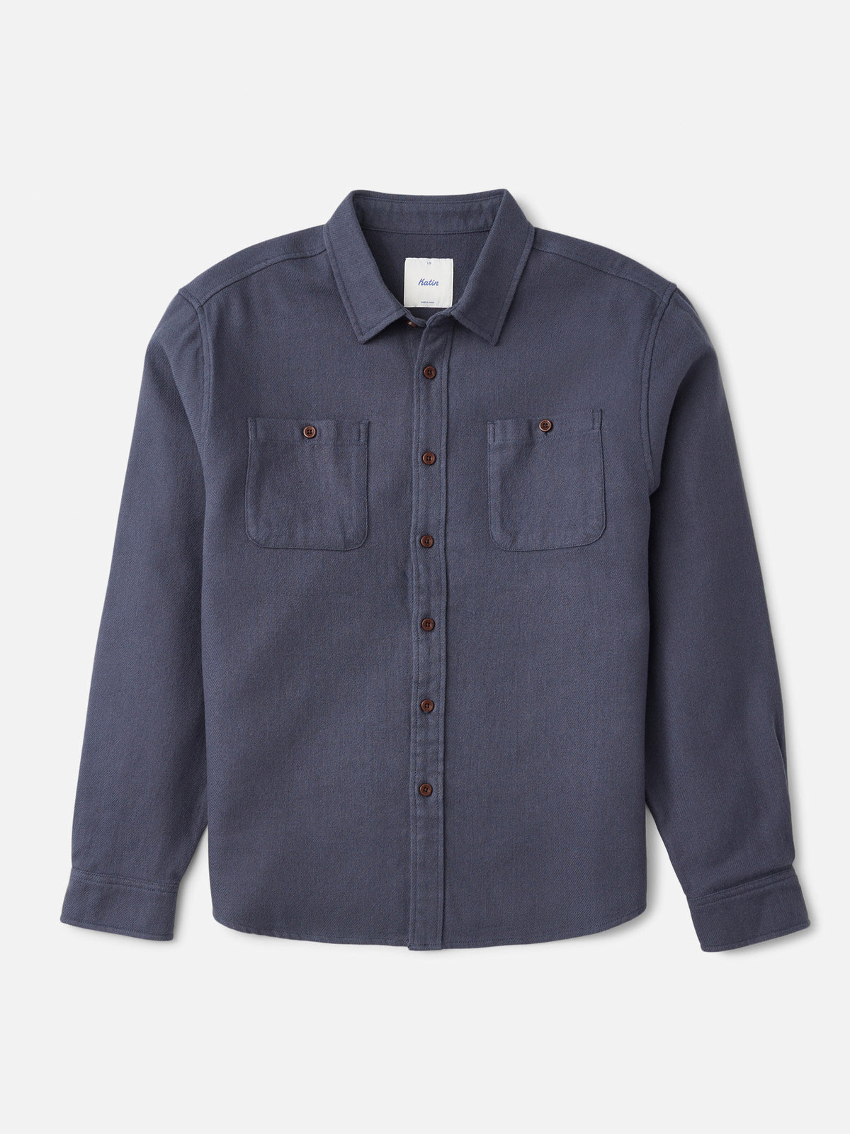 Katin Sierra Flannel in Washed Blue midweight flannel, flat, front #color_washed blue