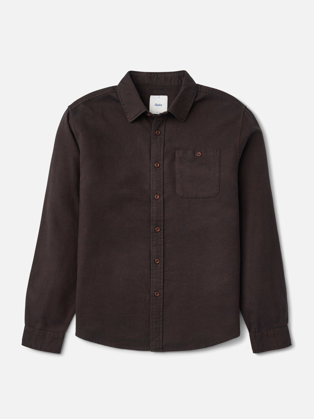 Katin Twiller Flannel in French Roast lightweight flannel, flat, front #color_french roast