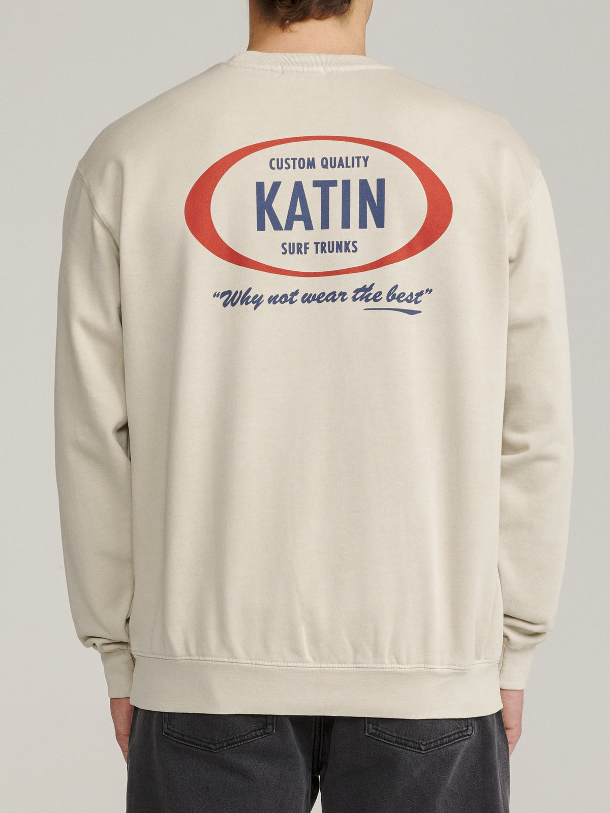 Katin Campo Crew in Pelican Vintage Wash, on model, back #color_pelican vintage wash