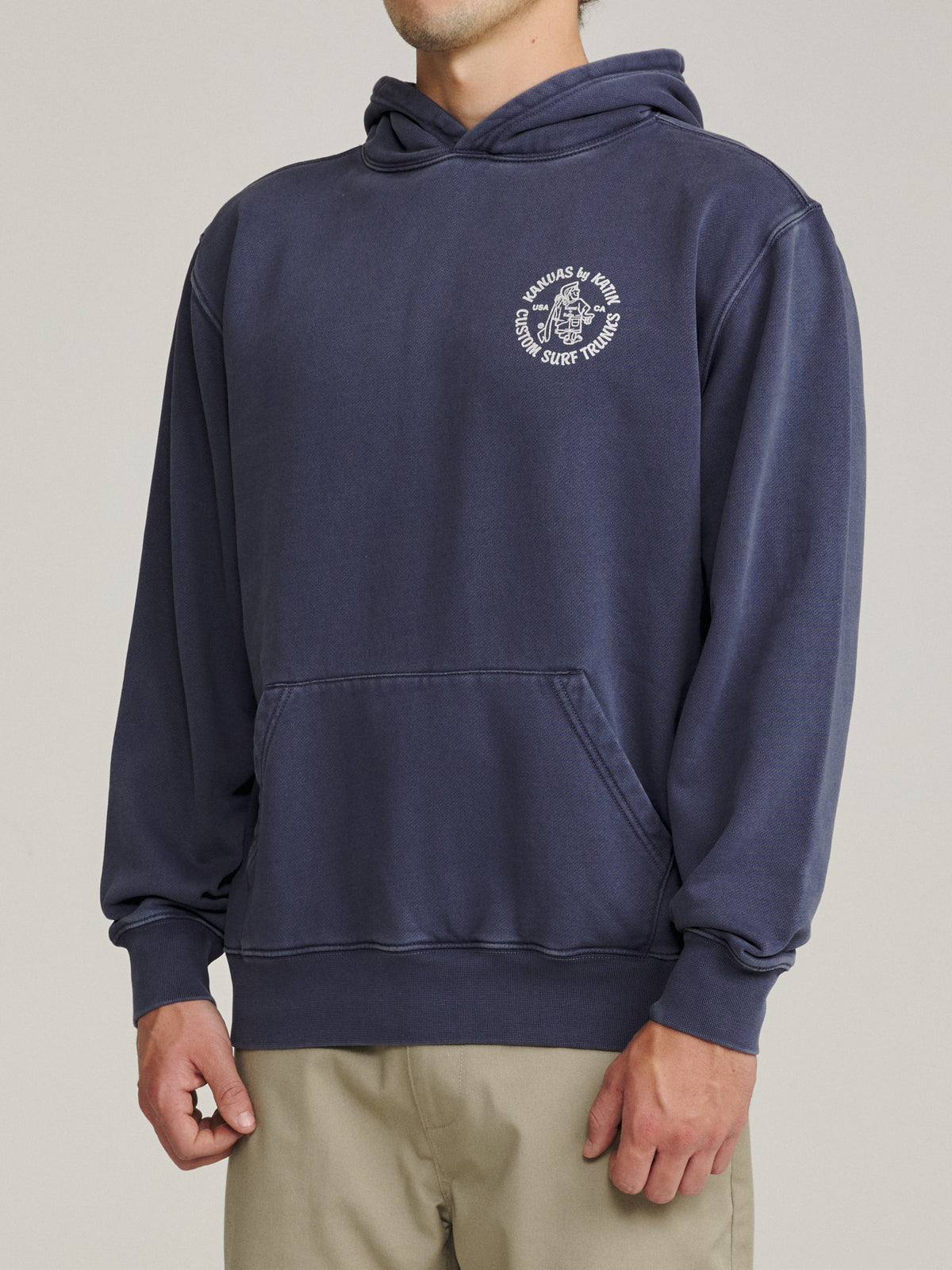 Katin Mark Hood in Washed Blue Vintage Wash, on model, side #color_washed blue vintage wash