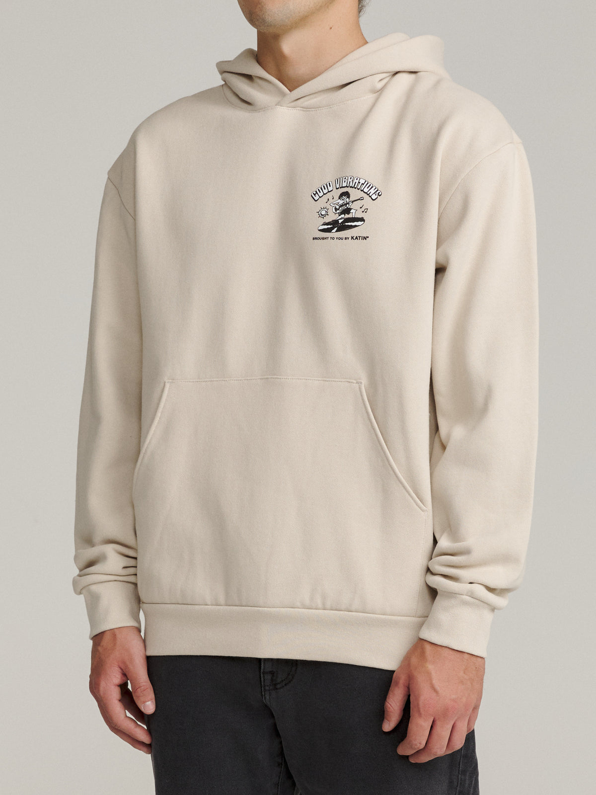 Katin Surf Rock Hood in Cement Vintage Wash, on model, side #color_cement vintage wash