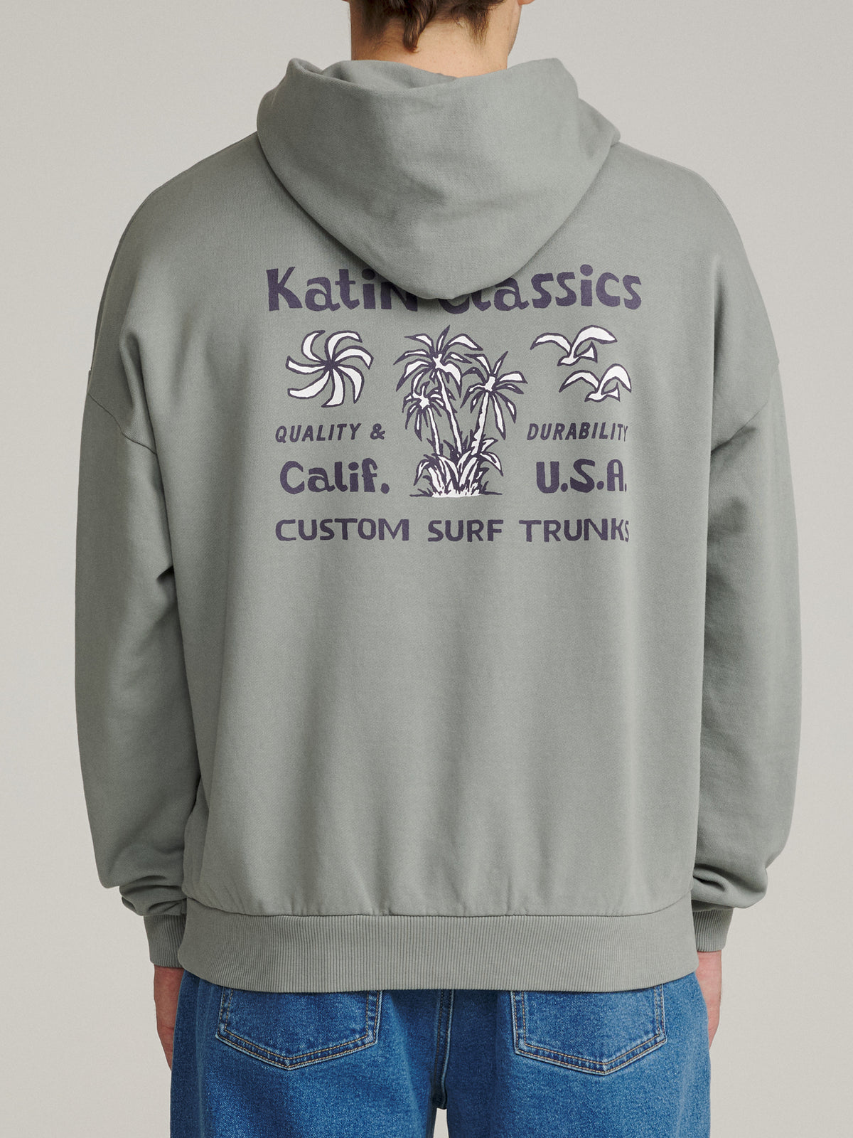 Katin Vine Hood in Graphite Vintage Wash, on model, back #color_graphite vintage wash