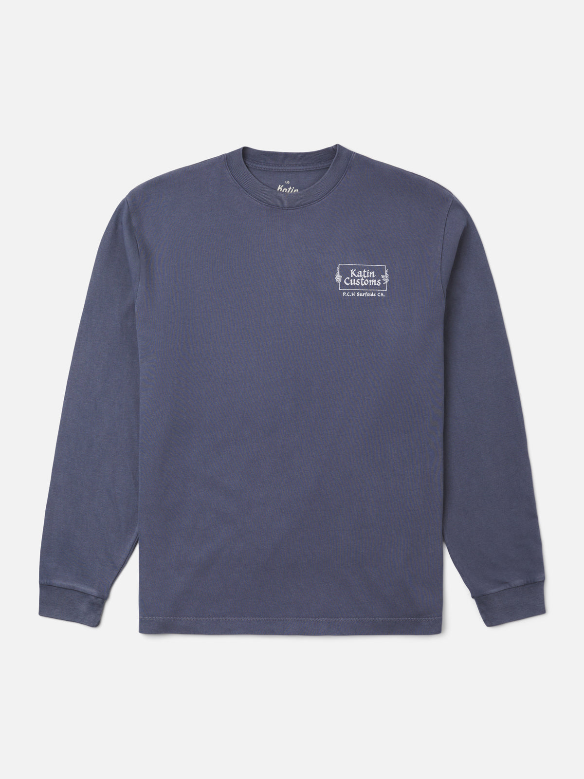Void Box Fit LS Tee in Washed Blue Vintage Wash, flat, front #color_washed blue vintage wash
