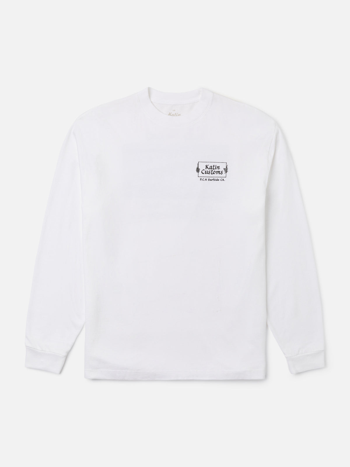 Katin Void Box Fit LS Tee in White heavyweight jersey, flat, front #color_white