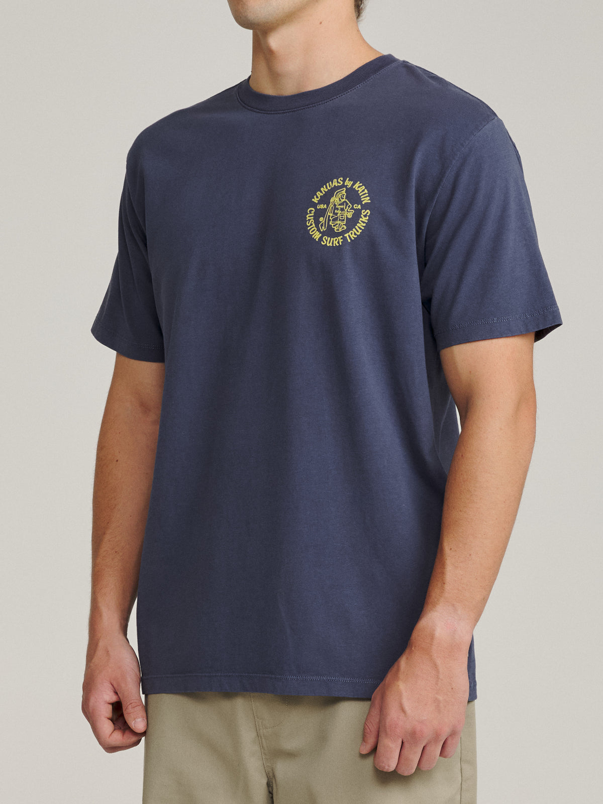 Katin Mark Tee in Washed Blue Vintage Wash, on model, side #color_washed blue vintage wash