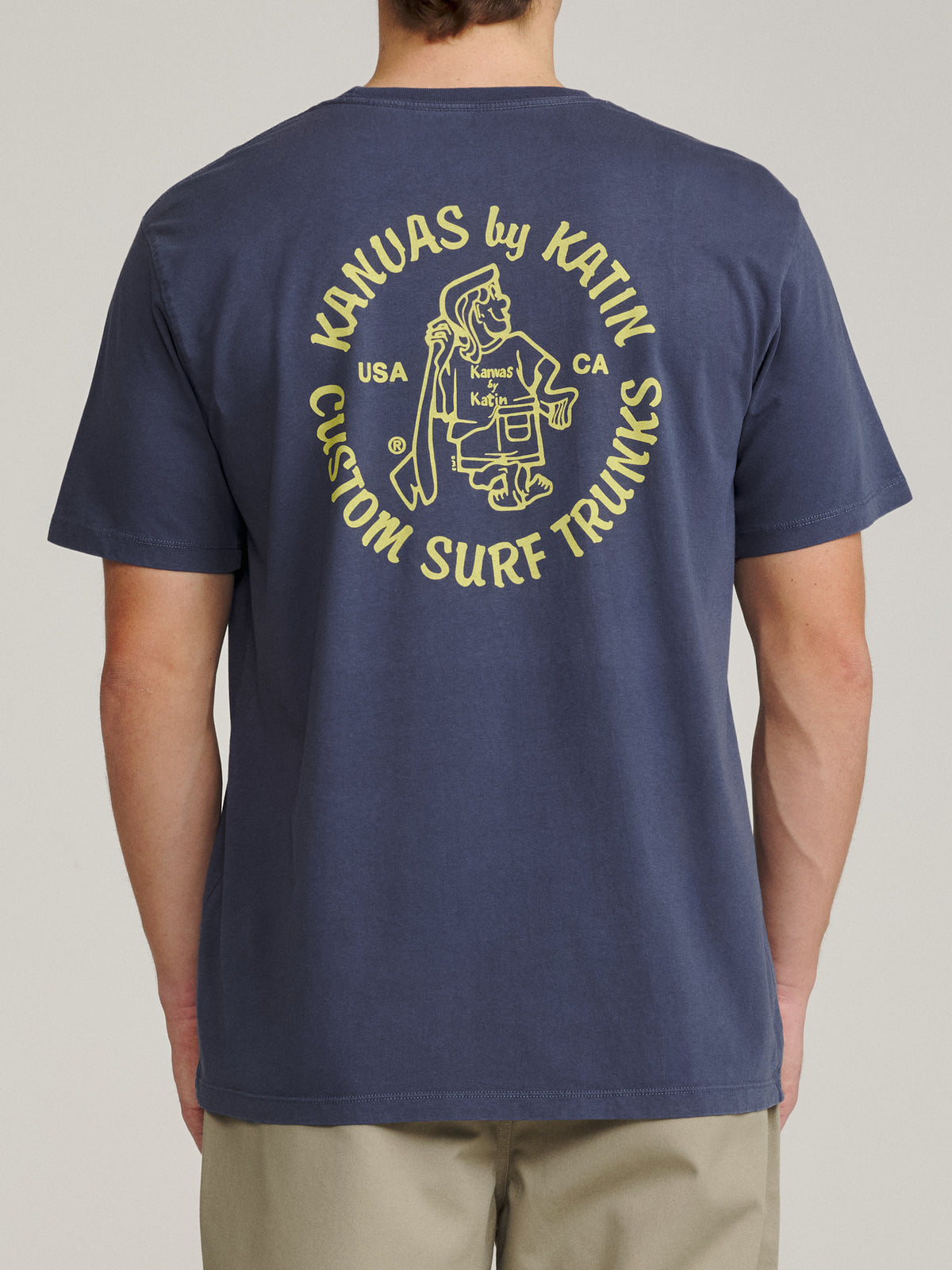 Katin Mark Tee in Washed Blue Vintage Wash, on model, back #color_washed blue vintage wash