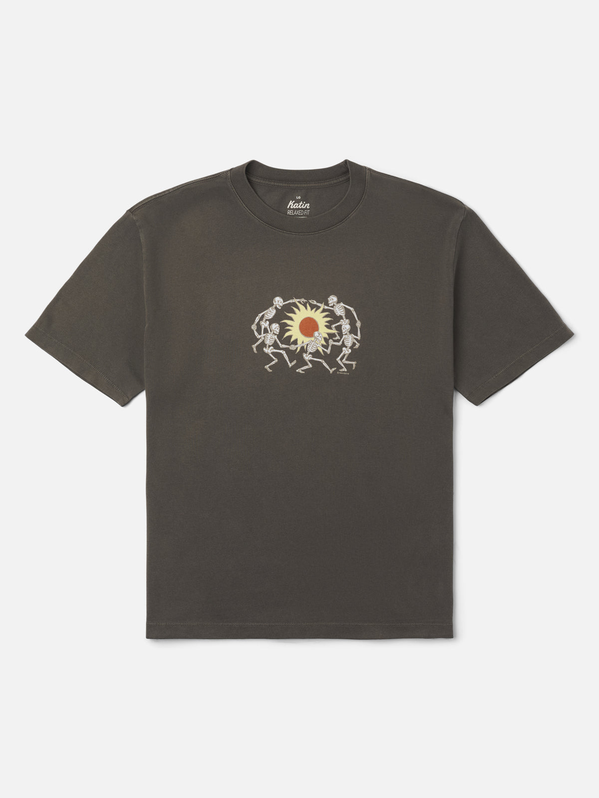 Katin Sundance Box Fit Tee in Lead Vintage Wash, flat, front #color_lead vintage wash