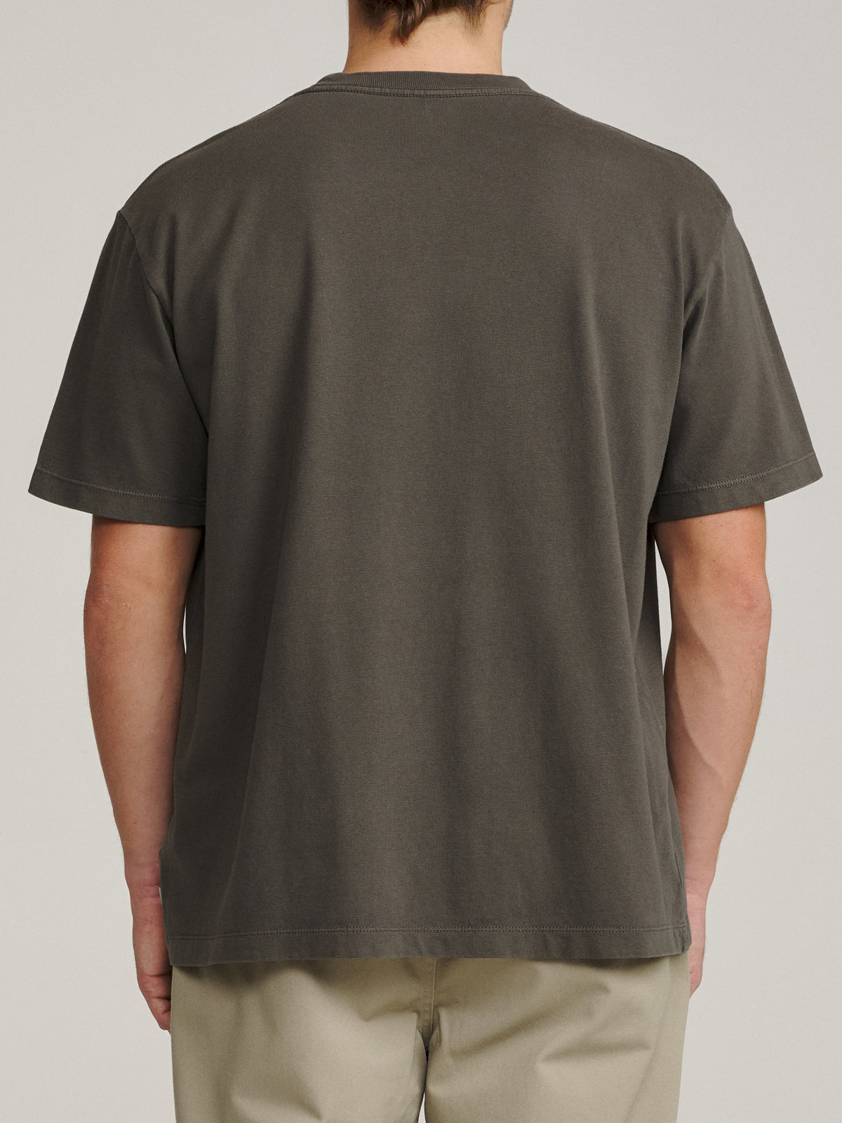 Katin Sundance Box Fit Tee in Lead Vintage Wash, on model, back #color_lead vintage wash