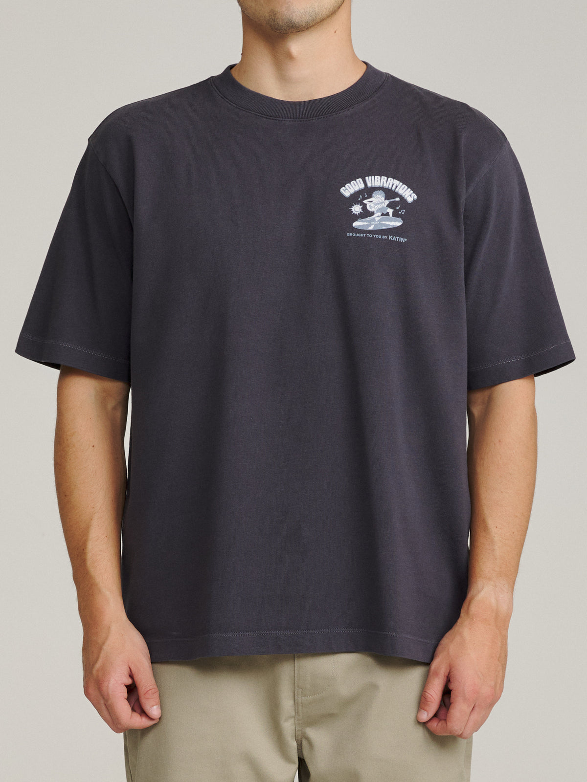Surf Rock Box Fit Tee in Polar Navy Vintage Wash, on model, front #color_polar navy vintage wash