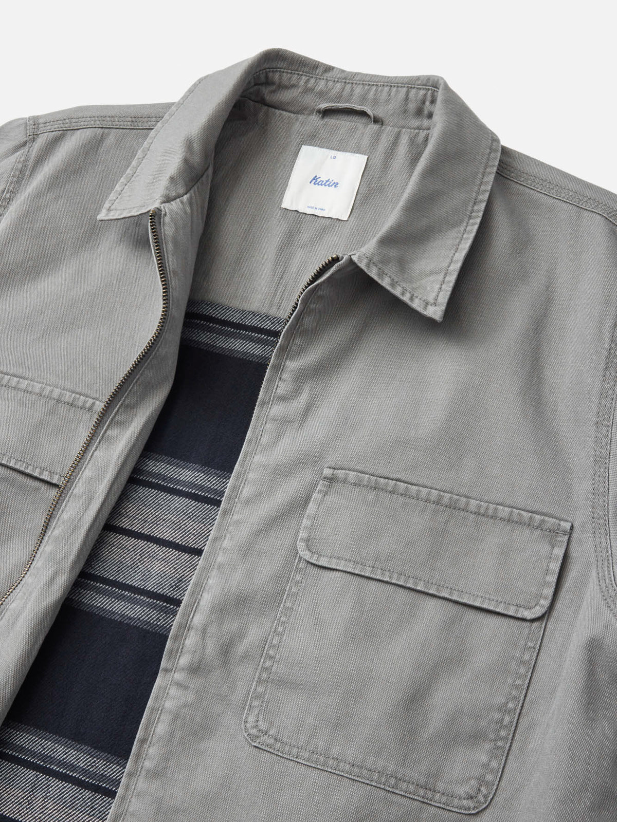Katin Petrol Jacket in Gray slub jacquard, detail #color_gray