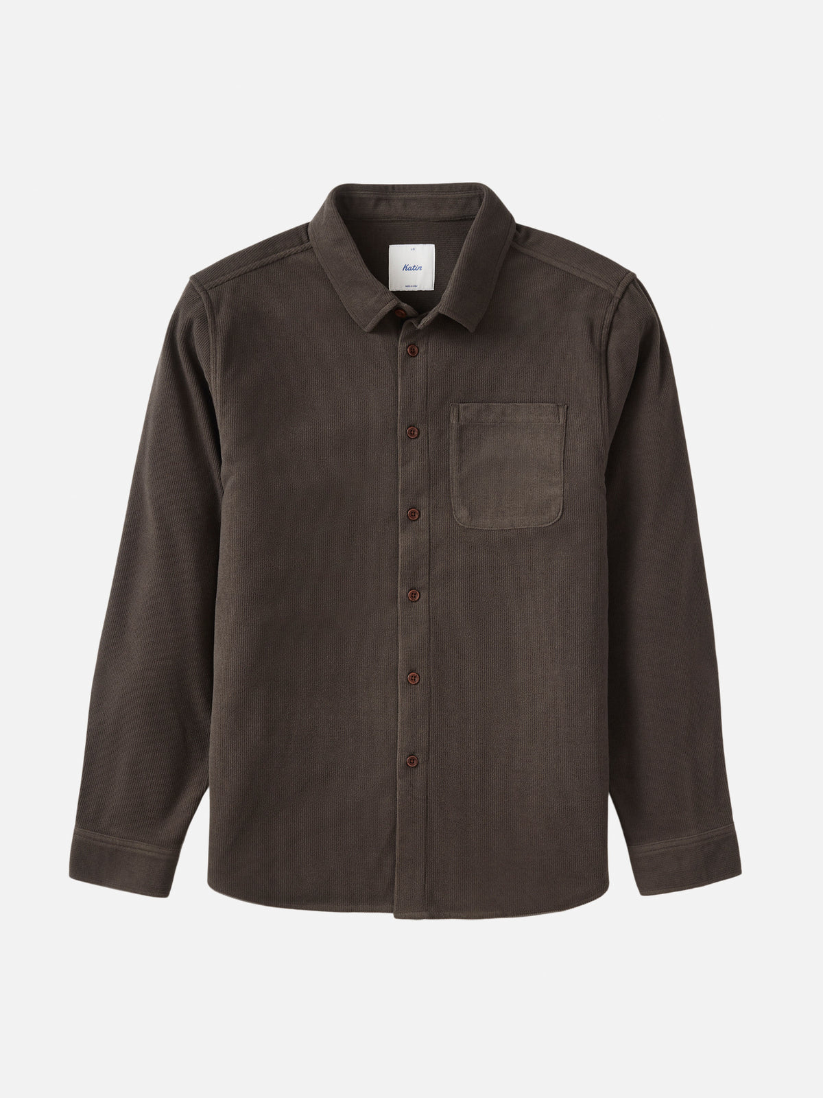 Katin Roland Shirt in Lead waffle knit corduroy, flat, front #color_lead