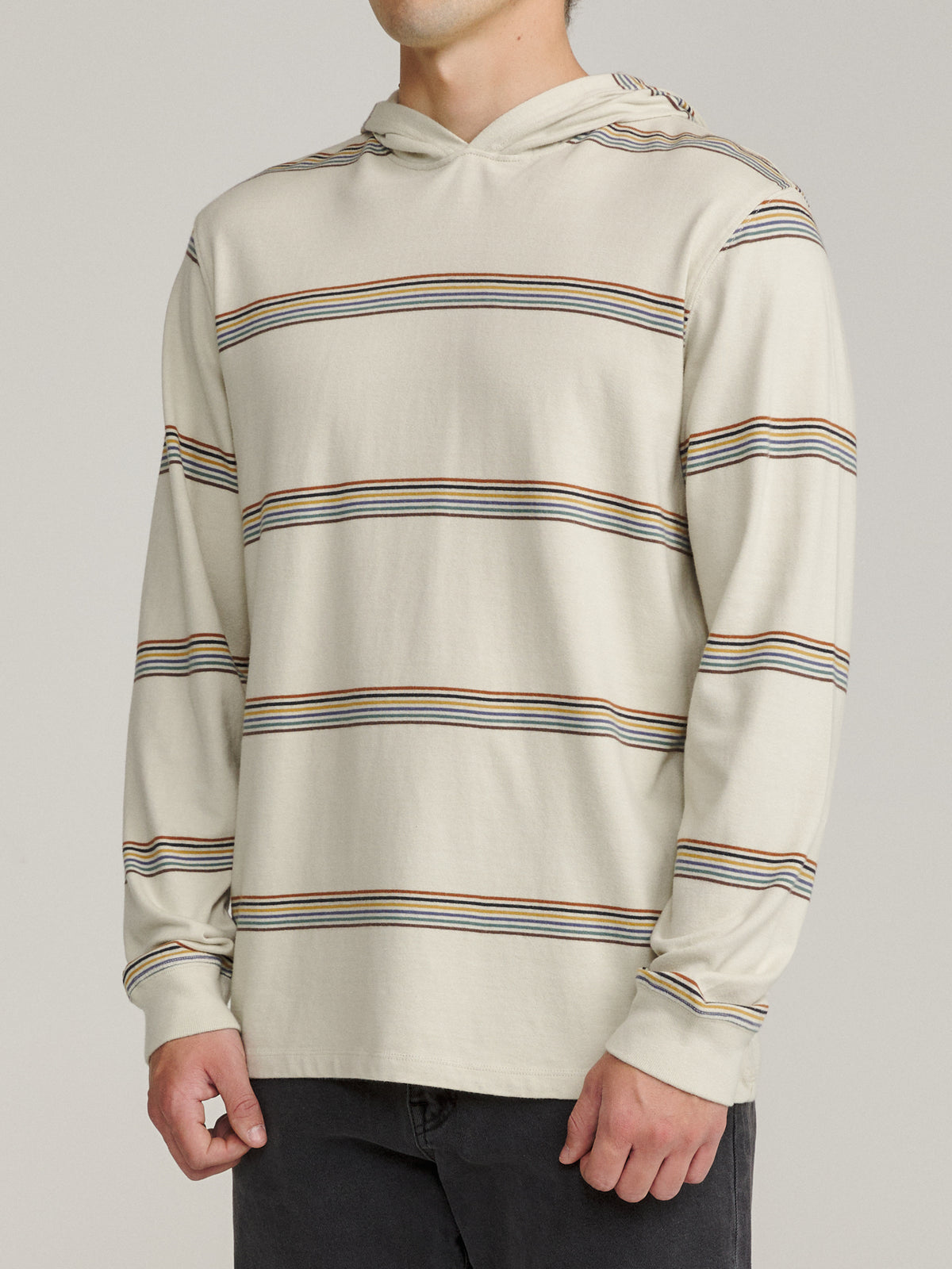 Katin Morris Hide Pullover in Birch heavyweight cotton jersey, on model, side #color_birch