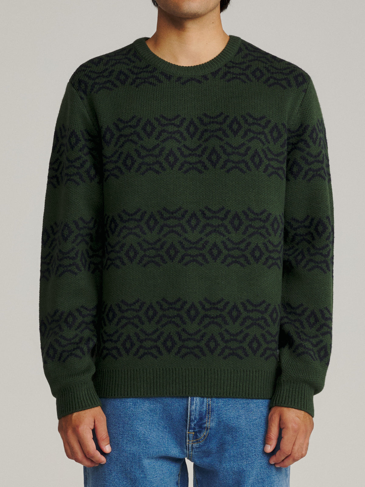 Katin Villager Sweater in Pine, on model, front #color_pine