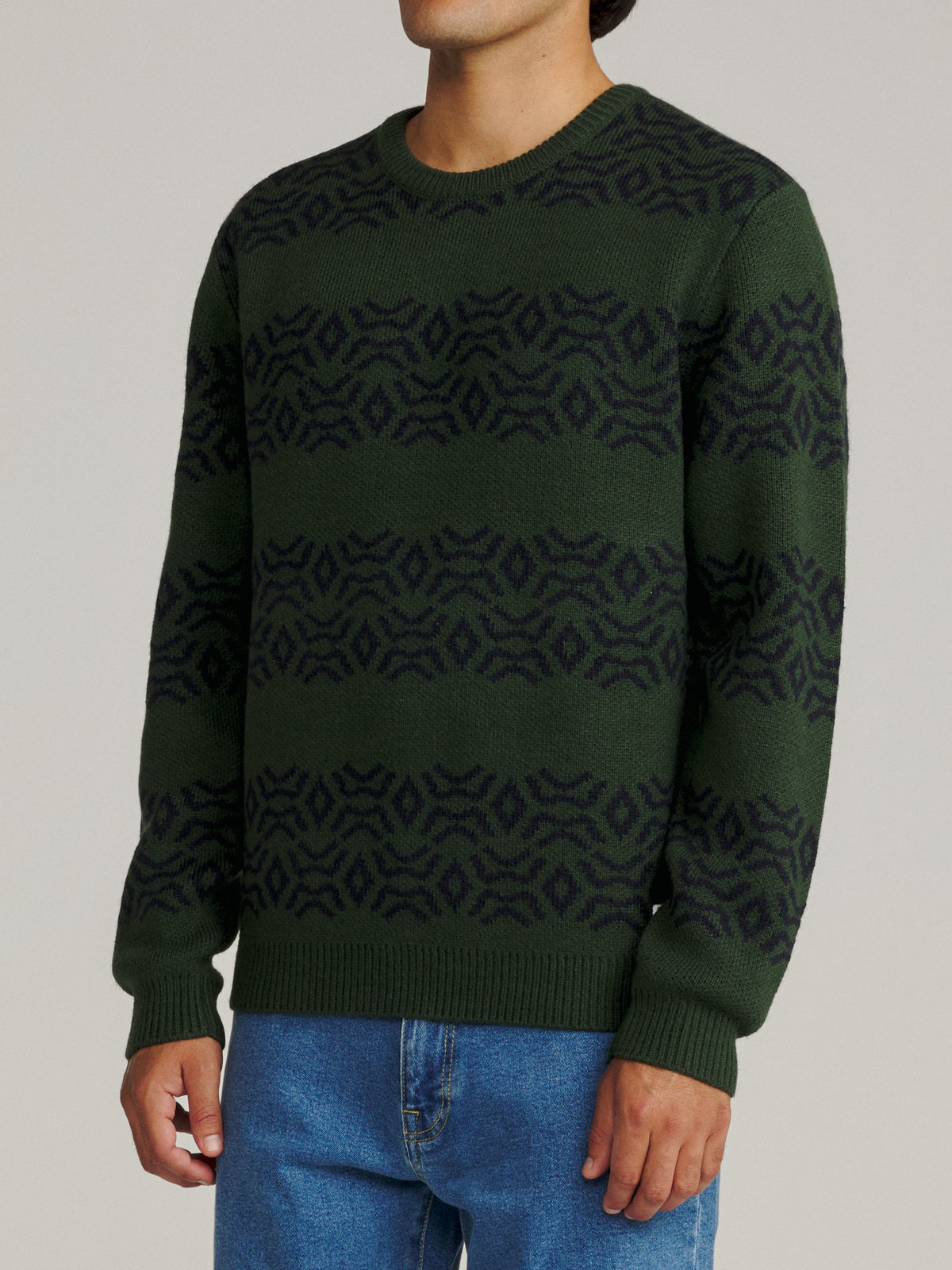 Katin Villager Sweater in Pine, on model, side #color_pine
