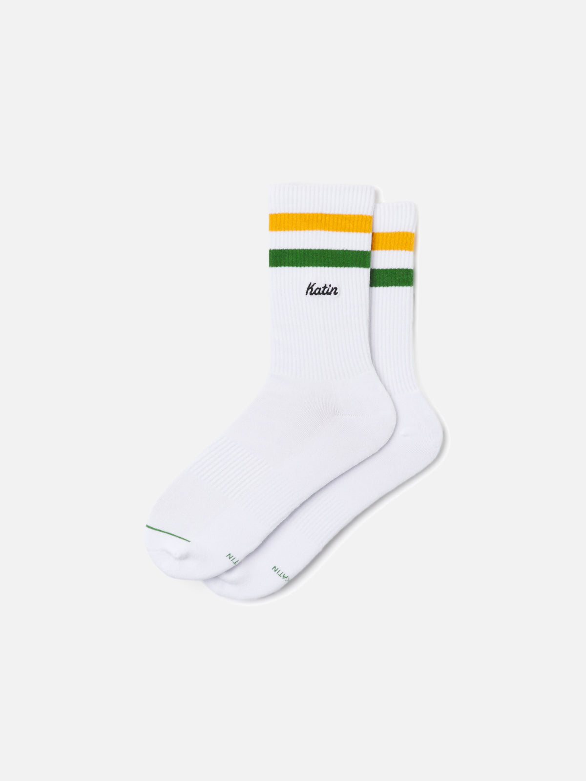Katin Felix Sock in Gold Green with a custom two-tone stripe #color_gold green