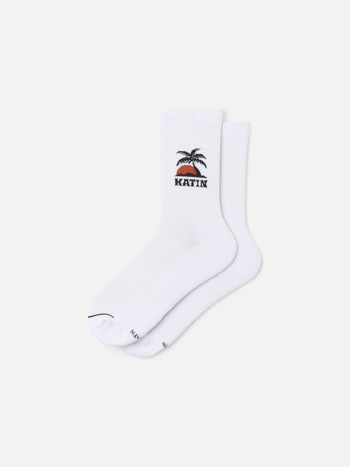 Katin Solo Sock in White terry cushioned footbeds with a custom jaquard Katin graphic #color_white