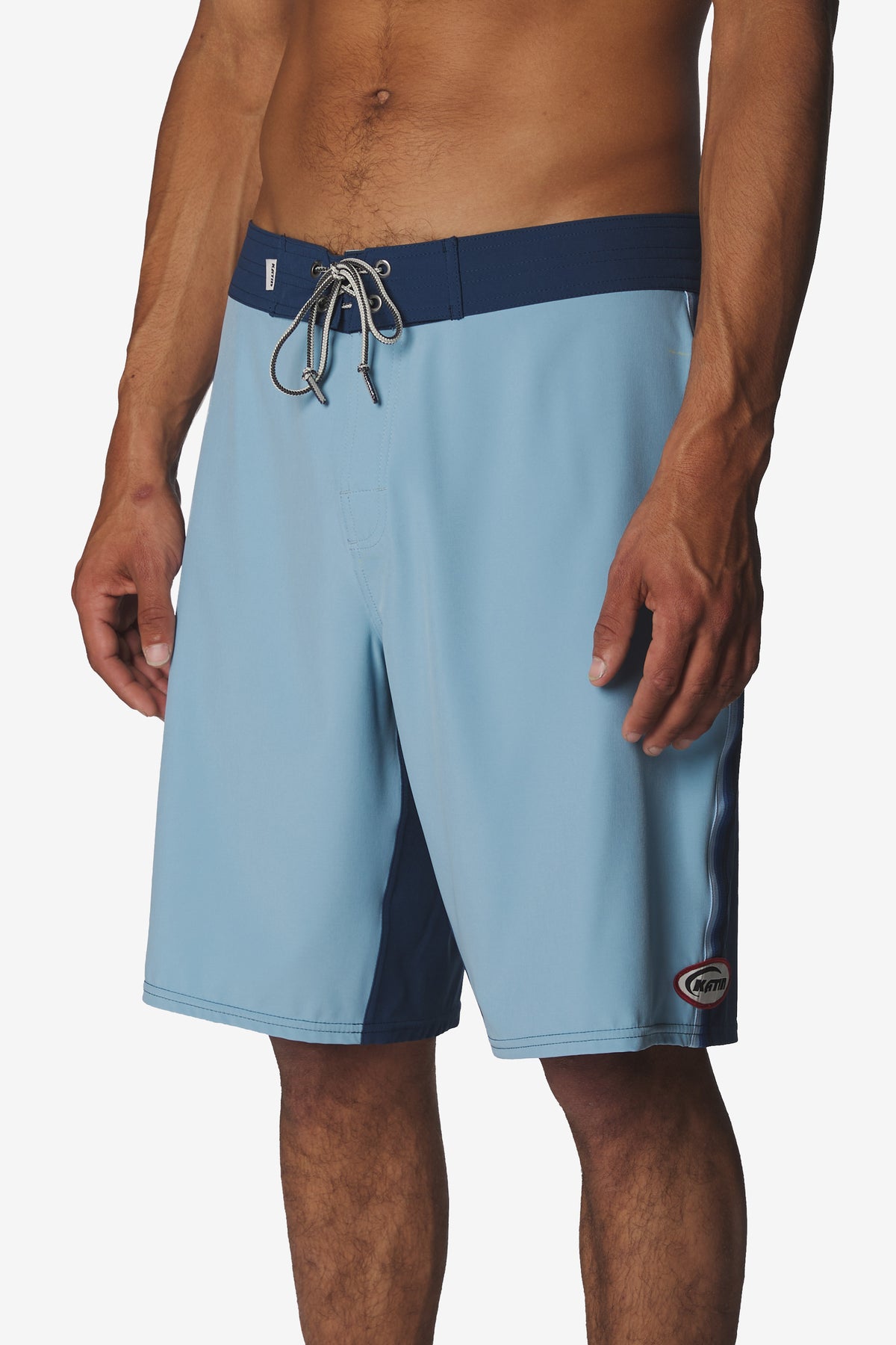 Katin Fade Surf Trunk in Royal, on model, side #color_royal