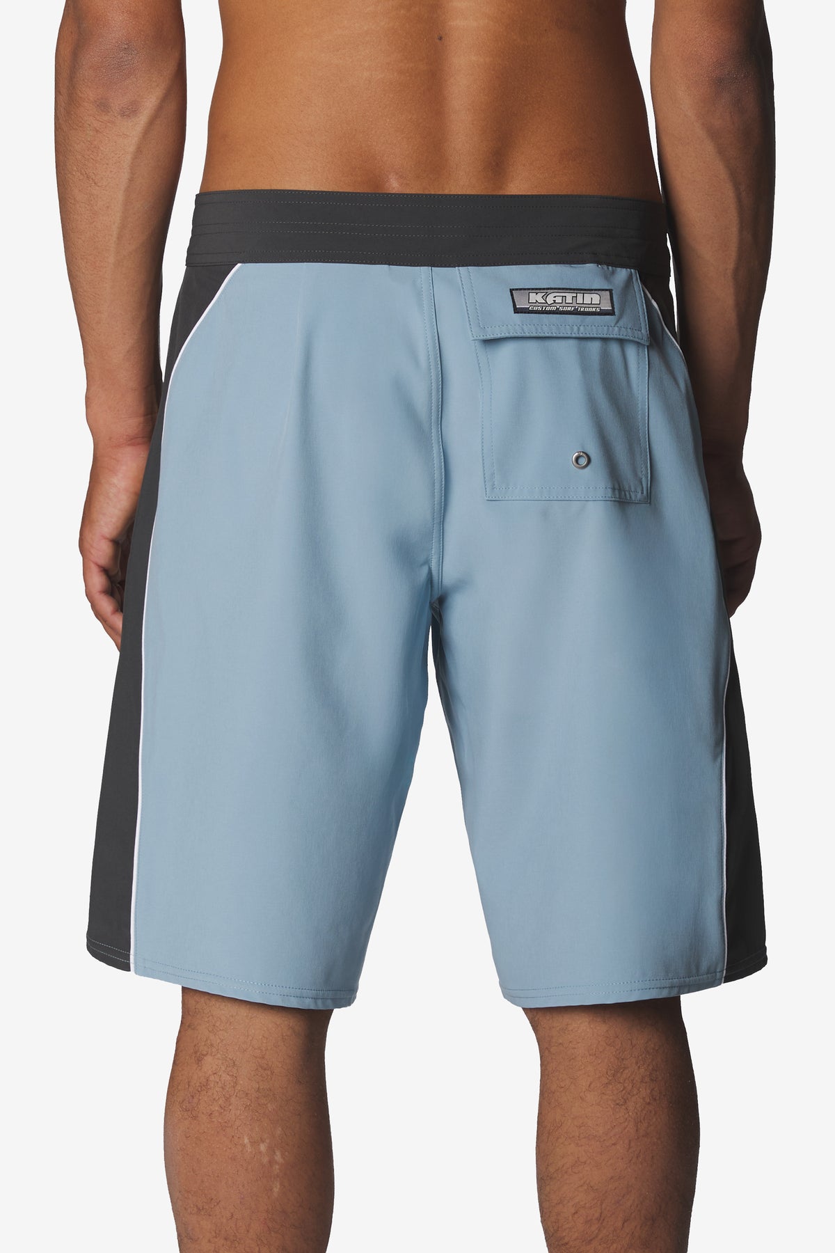 Katin Flow Surf Trunk in Sky Blue, on model, back #color_sky blue