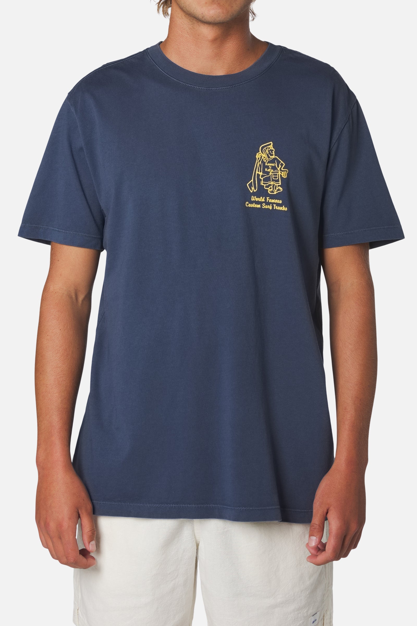 Katin su26 graphic ss tee rag tee midnight tide vintage wash on model front
