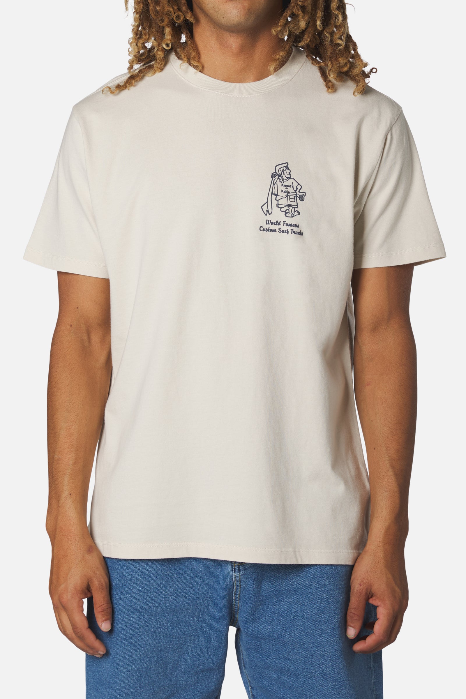 Katin su26 graphic ss tee rag tee vintage white on model front